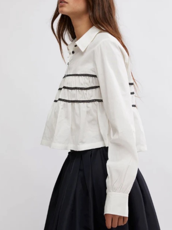 Free People Tops - Free People Lace Lover Blouse in "Optic White" Romantic Cottagecore Size S